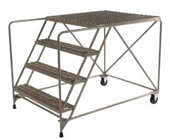 PW Platforms - 4 Step, 40 Inch Overall Height, Heavy Duty Serrated Grating, Steel Work Platform - 600 Lb. Load Capacity, 40 Inch Platform Height, 26 Inch Base Width x 54 Inch Base Depth - Strong Tooling