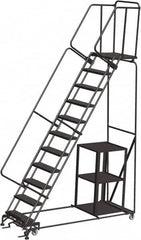 Ballymore - 143" 11 Step Ladder - 450 Lb Capacity, 110" Platform Height, 32" Base Width x 87" Depth, Perforated Tread - Strong Tooling