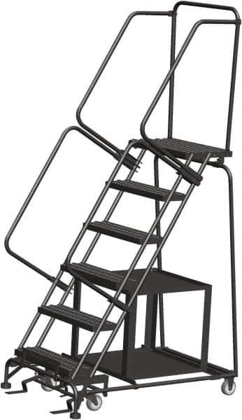 Ballymore - 93" 6 Step Stock-Picking Ladder - 450 Lb Capacity, 60" Platform Height, 30" Base Width x 49" Depth, Perforated Tread - Strong Tooling