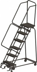 Ballymore - 93" 6 Step Ladder - 300 Lb Capacity, 60" Platform Height, 24" Base Width x 49" Depth, Heavy-Duty Serrated Grating - Strong Tooling