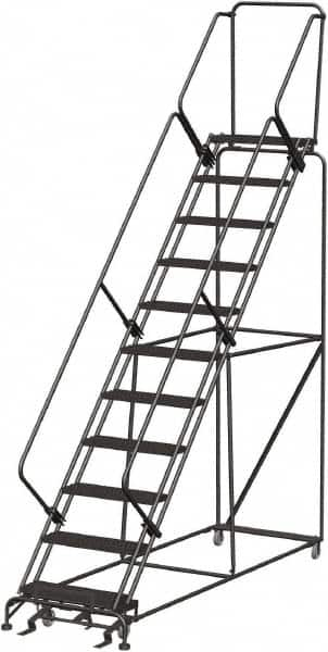 Ballymore - 143" 11 Step Ladder - 350 Lb Capacity, 110" Platform Height, 32" Base Width x 106" Depth, Perforated Tread - Strong Tooling