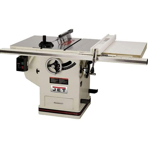 Jet - 10" Blade Diam, Table Saw - 4,300 RPM, 29" Table Depth x 42" Table Width, 230 Volts, 14.5 Amps, 5/8" Arbor - Strong Tooling