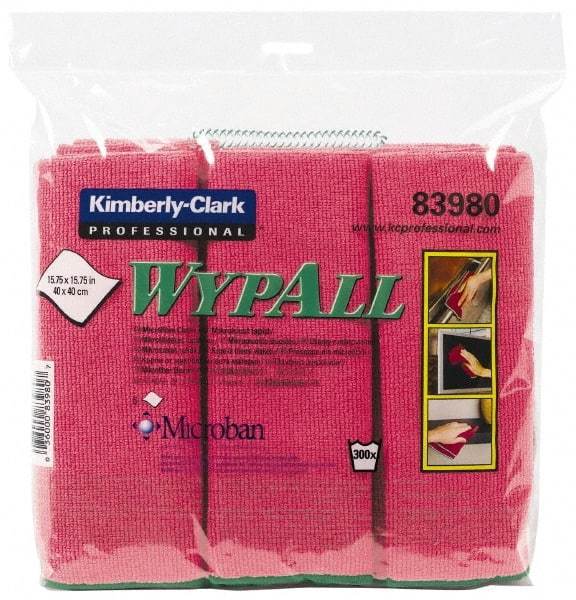 WypAll - Reusable Microfiber Wipes - Packet, 15-3/4" x 15-3/4" Sheet Size, Red - Strong Tooling