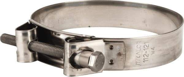 Mikalor - 4-1/2" Hose, 0.98" Wide x 0.04" Thick, T-Bolt Hose Clamp - 4.41 to 4.76" Diam, Stainless Steel - Strong Tooling