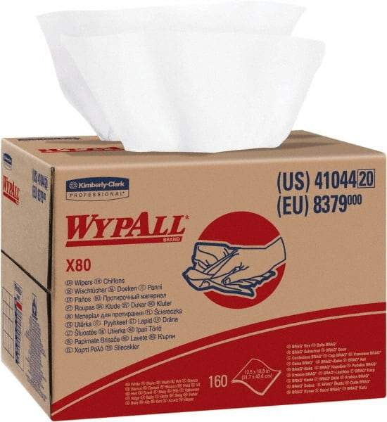 WypAll - X80 Dry Shop Towel/Industrial Wipes - Brag Box/Double Top Box, 16-3/4" x 12-1/2" Sheet Size, White - Strong Tooling