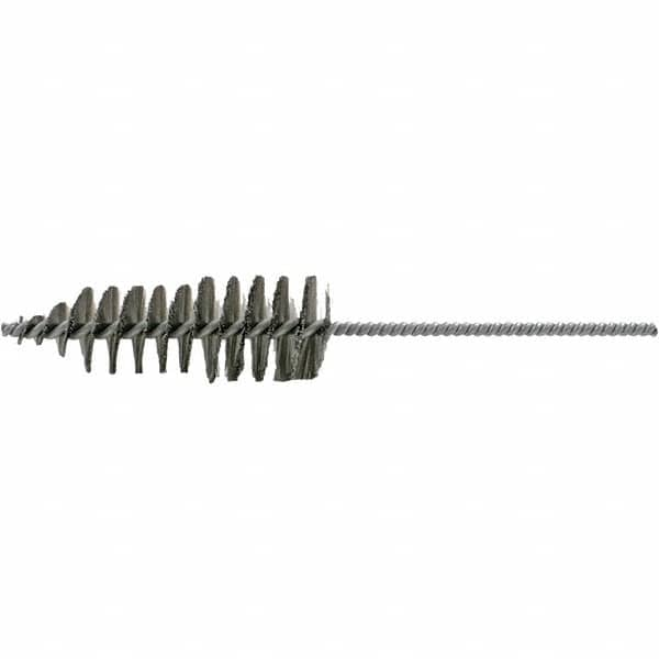 Brush Research Mfg. - 1-5/8" Diam Helical Stainless Steel Tube Brush - Single Spiral, 0.006" Filament Diam, 4-3/4" Brush Length, 10-1/2" OAL, 0.245" Diam Plastic Handle Shank - Strong Tooling