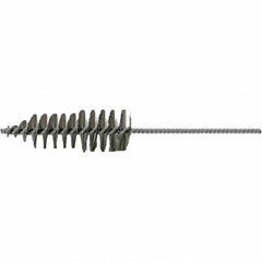 Brush Research Mfg. - 1-5/8" Diam Helical Stainless Steel Tube Brush - Single Spiral, 0.006" Filament Diam, 4-3/4" Brush Length, 10-1/2" OAL, 0.245" Diam Plastic Handle Shank - Strong Tooling