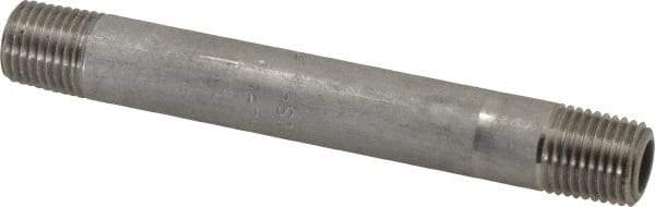 Merit Brass - Schedule 80, 1/4" Pipe x 4" Long, Grade 304/304L Stainless Steel Pipe Nipple - Seamless & Threaded - Strong Tooling