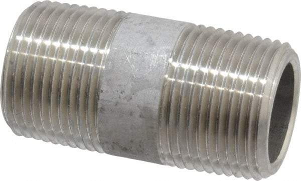 Merit Brass - Schedule 80, 3/4" Pipe x 2" Long, Grade 304/304L Stainless Steel Pipe Nipple - Seamless & Threaded - Strong Tooling