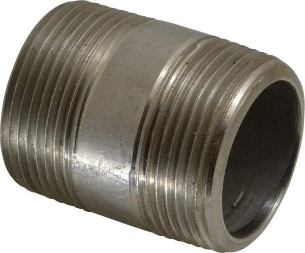 Merit Brass - Schedule 80, 1-1/4" Pipe x 2" Long, Grade 304/304L Stainless Steel Pipe Nipple - Seamless & Threaded - Strong Tooling