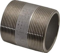 Merit Brass - Schedule 80, 2" Pipe x 2-1/2" Long, Grade 304/304L Stainless Steel Pipe Nipple - Seamless & Threaded - Strong Tooling