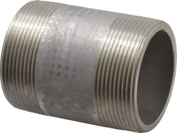 Merit Brass - Schedule 80, 2" Pipe x 3" Long, Grade 304/304L Stainless Steel Pipe Nipple - Seamless & Threaded - Strong Tooling