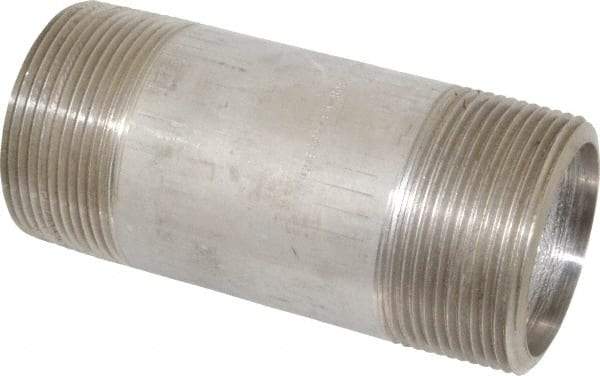 Merit Brass - Schedule 80, 2-1/2" Pipe x 6" Long, Grade 304/304L Stainless Steel Pipe Nipple - Seamless & Threaded - Strong Tooling