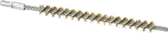 Schaefer Brush - 3" Brush Length, 1/4" Diam, Double Stem, Single Spiral Tube Brush - 4-1/2" Long, Brass, 8-32 Male Connection - Strong Tooling