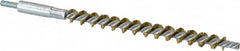 Schaefer Brush - 4" Brush Length, 3/8" Diam, Double Stem, Single Spiral Tube Brush - 6-1/4" Long, Brass, 8-32 Male Connection - Strong Tooling