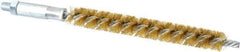 Schaefer Brush - 4" Brush Length, 1/2" Diam, Double Stem, Single Spiral Tube Brush - 6-1/4" Long, Brass, 1/4-28 Male Connection - Strong Tooling