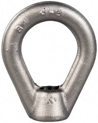 Gibraltar - 2,700 Lb Capacity, 1/2-13 Thread, Stainless Steel Lifting Eye Nut - Grade 304, 2-1/2" High, 1-1/4" Inside & 2" Outside Eye Diam, 7/8" Bell/Base Width - Strong Tooling