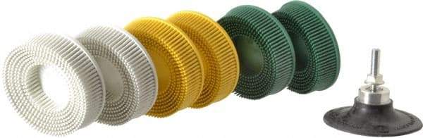 3M - 7 Piece, 3" Diam, Bristle Disc Power Brush Set - Ceramic Aluminum Oxide Abrasive - Strong Tooling