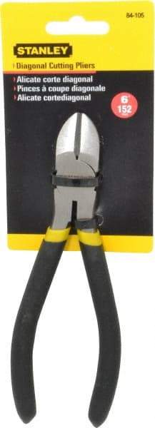 Stanley - 6" OAL, 7/16" Capacity, Cutting Pliers - 55/64" Jaw Length x 51/64" Jaw Width, Round Head, Cushion Grip Handle - Strong Tooling