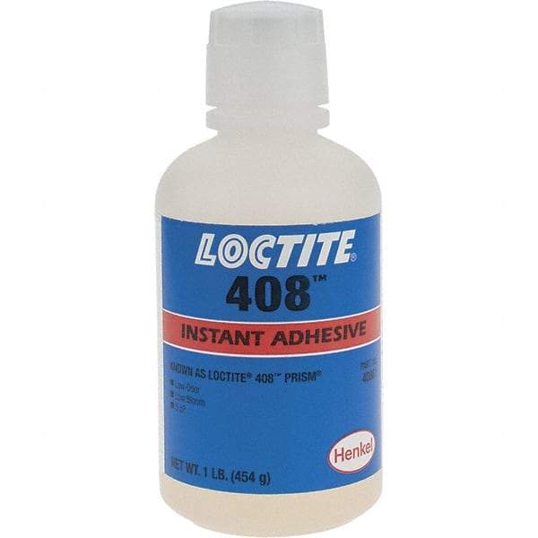 Loctite - 16 oz Bottle Clear Instant Adhesive - 408 1 LB BOTTLE PRISM INSTANT ADHESIVE - Strong Tooling