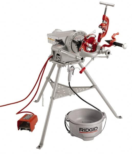 Ridgid - 1/8 to 2 Inch Pipe, 38 RPM Spindle Speed, 1/2 hp, Pipe Threading Machine - Heavy Duty Forward, Off, Reverse with Integral Foot Switch Motor Control, Model 341 Reamer, 115 Volts - Strong Tooling