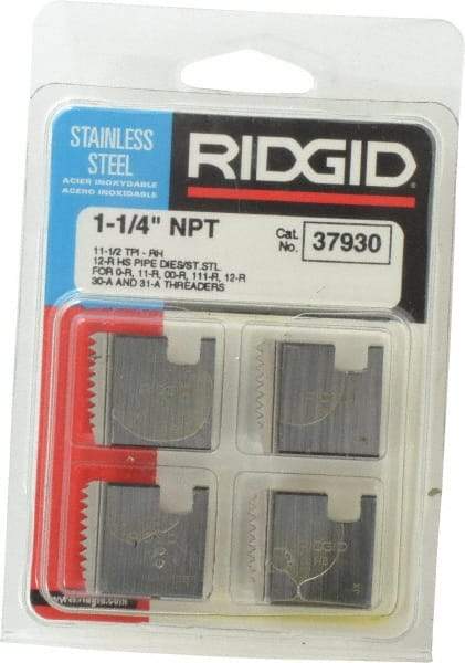 Ridgid - 1-1/4 - 11-1/2 NPT, Right Hand, High Speed Steel, Pipe Threader Die - Ridgid OO-R, 11-R, 12-R, O-R, 11-R Ratchet Threaders or 30A, 31A 3-Way Pipe Threaders Compatibility - Exact Industrial Supply