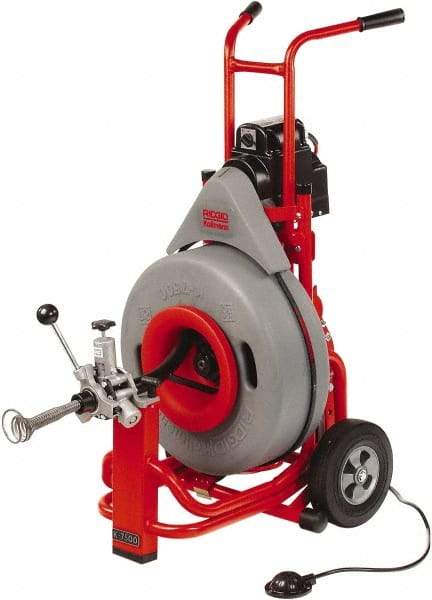 Ridgid - Electric Battery Drain Cleaning Machine - For 3" to 10" Pipe, 0.4286" x 100' Cable, 200 Max RPM - Strong Tooling