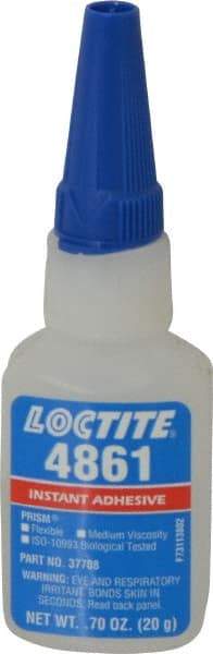 Loctite - 0.70 oz Bottle Clear Instant Adhesive - Series 4861, 20 sec Fixture Time, 24 hr Full Cure Time, Bonds to Metal & Plastic - Strong Tooling