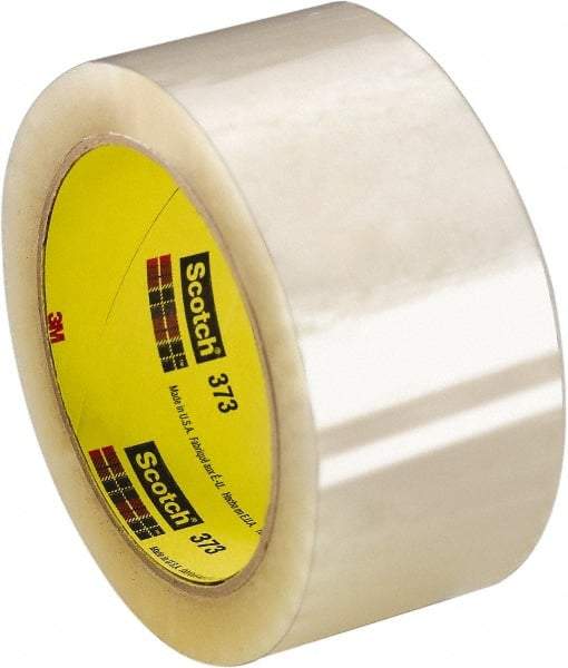 3M - 3" x 55 Yd Clear Rubber Adhesive Sealing Tape - Polypropylene Film Backing, 2.5 mil Thick, 60 Lb Tensile Strength, Series 373 - Strong Tooling