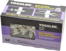 Toggler - #6 to 10 Screw, 5/16" Diam, 1-5/8" Long, 3/8 to 5/8" Thick, Self Drilling Drywall & Hollow Wall Anchor - Thermoplastic Alloy, Use in Drywall - Strong Tooling