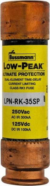 Cooper Bussmann - 125 VDC, 250 VAC, 35 Amp, Time Delay General Purpose Fuse - Bolt-on Mount, 76.2mm OAL, 100 at DC, 300 at AC (RMS) kA Rating, 13/16" Diam - Strong Tooling