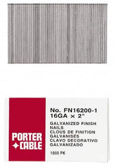 Porter-Cable - 16 Gauge 2-1/2" Long Finishing Nails for Power Nailers - Grade 2 Steel, Galvanized Finish, Smooth Shank, Straight Stick Collation, Chisel Point - Strong Tooling