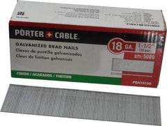 Porter-Cable - 18 Gauge 1-1/2" Long Brad Nails for Power Nailers - Grade 2 Steel, Galvanized Finish, Smooth Shank, Straight Stick Collation, Brad Head, Chisel Point - Strong Tooling