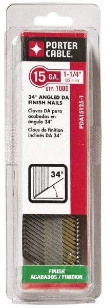 Porter-Cable - 15 Gauge 2" Long Finishing Nails for Power Nailers - Grade 2 Steel, Galvanized Finish, Angled Stick Collation, Chisel Point - Strong Tooling