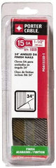 Porter-Cable - 15 Gauge 1-1/2" Long Finishing Nails for Power Nailers - Grade 2 Steel, Bright Finish, Angled Stick Collation, Chisel Point - Strong Tooling