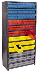 Quantum Storage - 72 Bin Closed Shelving System - 36 Inch Overall Width x 24 Inch Overall Depth x 75 Inch Overall Height, Gray High Impact Polystyrene Bins - Strong Tooling