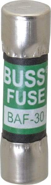 Cooper Bussmann - 250 VAC, 30 Amp, Fast-Acting Supplemental Fuse - Fuse Holder Mount, 1-1/2" OAL, 10 at 125 V kA Rating, 13/32" Diam - Strong Tooling