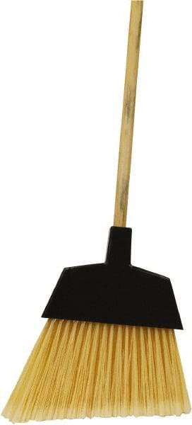 O-Cedar - 12" Wide, Beige PET Bristles, 48" Metal Handle, Angled Broom - Flagged - Strong Tooling