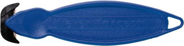 Klever Innovations - Fixed Safety Cutter - 1-1/4" Carbon Steel Blade, Blue Plastic Handle, 1 Blade Included - Strong Tooling