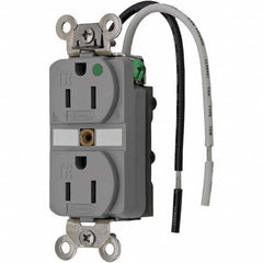 Hubbell Wiring Device-Kellems - 125V 15A NEMA 5-15R Hospital Grade Gray Straight Blade Duplex Receptacle - Strong Tooling