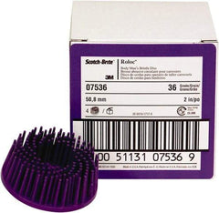 3M - 2" 36 Grit Ceramic Straight Disc Brush - Very Coarse Grade, Type R Quick Change Connector, 3/4" Trim Length, 0.37" Arbor Hole - Strong Tooling