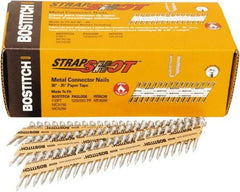 Stanley Bostitch - 16 Gauge 0.0598" Shank Diam 1-1/2" Long Metal Connecting Nails for Power Nailers - Steel, Bright Finish, Smooth Shank, Angled Stick Paper Tape Collation, Round Head - Strong Tooling