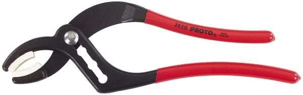 Proto - 9-1/2" OAL, 2-1/2" Max Capacity, 4 Position Tongue & Groove Pliers - Smooth Curved Jaws, Curved Head, Plastic Dipped Handles - Strong Tooling