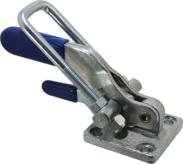 Gibraltar - 4,000 Lb Capacity, Horizontal, U Hook, Flanged Base, Carbon Steel Pull Action Latch Clamp - 3-1/2" Drawing Movement, 10.19" OAL, Threaded U Hook, Straight Handle - Strong Tooling