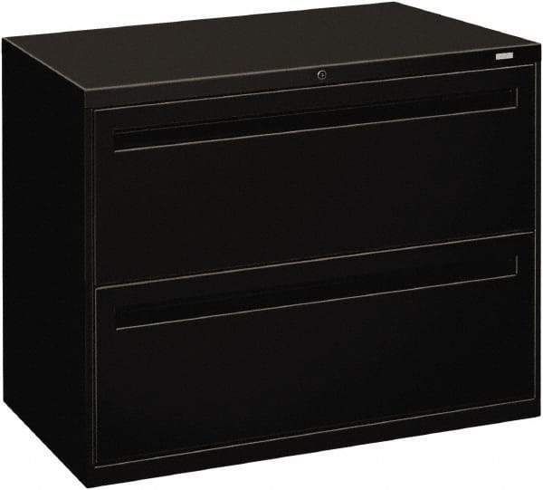 Hon - 36" Wide x 28-3/8" High x 19-1/4" Deep, 2 Drawer Lateral File - Steel, Black - Strong Tooling