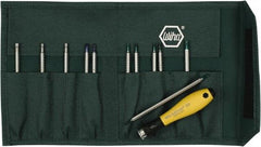 Wiha - 12 Piece, 4mm Drive Screwdriver Insert Torx Bit Set - #000 to #1 Phillips, 1.5 to 4mm Hex, T1 to T15 Torx, 1.5, 3, 2, 3.5, 2.5 & 4mm Slotted - Strong Tooling