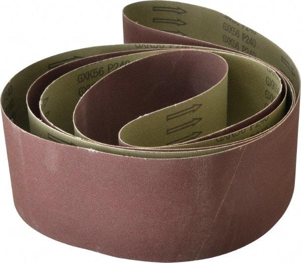 Tru-Maxx - 4" Wide x 132" OAL, 220 Grit, Aluminum Oxide Abrasive Belt - Aluminum Oxide, Very Fine, Coated, X Weighted Cloth Backing - Strong Tooling