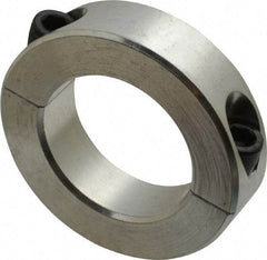 Climax Metal Products - 1-5/8" Bore, Aluminum, Two Piece Two Piece Split Shaft Collar - 2-5/8" Outside Diam, 11/16" Wide - Strong Tooling