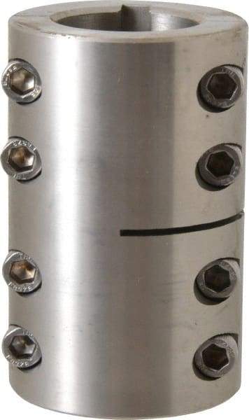 Climax Metal Products - 1-1/4" Inside x 2-1/16" Outside Diam, Two Piece Rigid Coupling with Keyway - 3-1/4" Long x 1/4" Keyway Width x 1/8" Keyway Depth - Strong Tooling