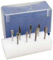 M.A. Ford - 8 Piece, 1/8" Shank Burr Set - Tungsten Carbide, Multiple Head Shape - Strong Tooling